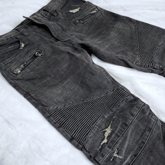 Balmain Distressed Biker Gray Denim Jeans size 30 - Picture 2 of 7